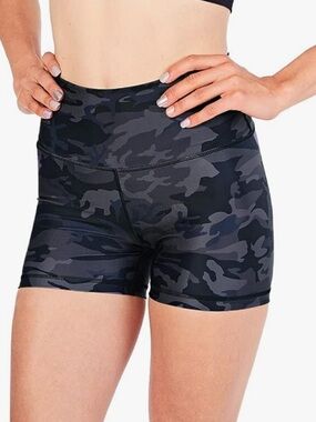 Chic Nation Black & Gray Camo High-Rise Bike Shorts